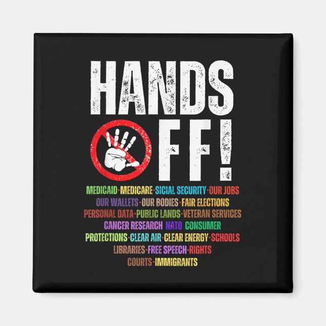 Hands Off Protest Social Security And Medicare Pro Magnet (Front)
