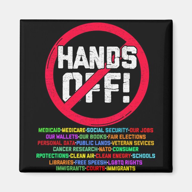 Hands Off Protest Social Security And Medicare Pro Magnet (Front)