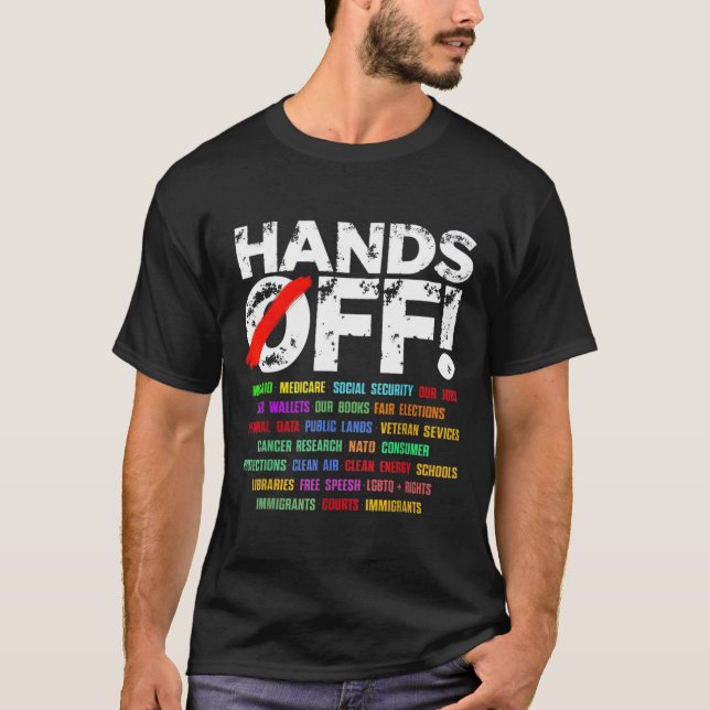 Hands Off Protest Social Security And Medicare Pro T-Shirt (Front)
