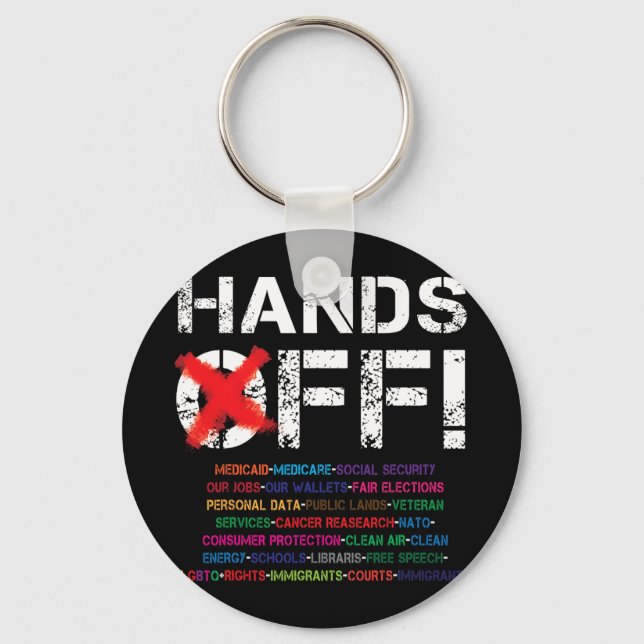 Hands Off Protest T-shirt3.png  Key Ring (Front)
