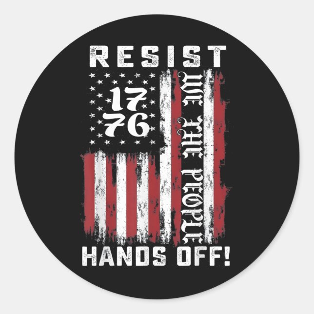 Hands Off Protest, Usa Flag  Classic Round Sticker (Front)