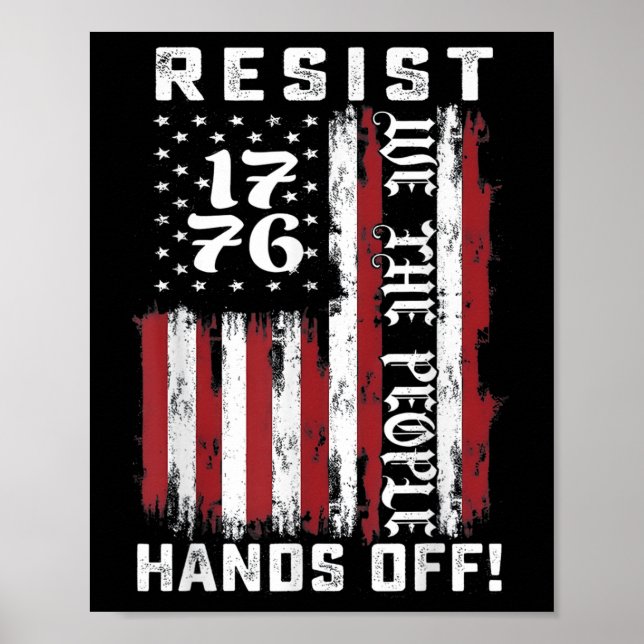 Hands Off Protest, Usa Flag  Poster (Front)