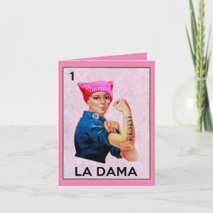 Hands Off Rosie the Riveter La Dama Loteria  Note Card
