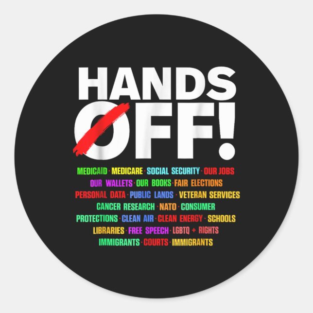 Hands Off Social Security Protest Resist  Classic Round Sticker (Front)