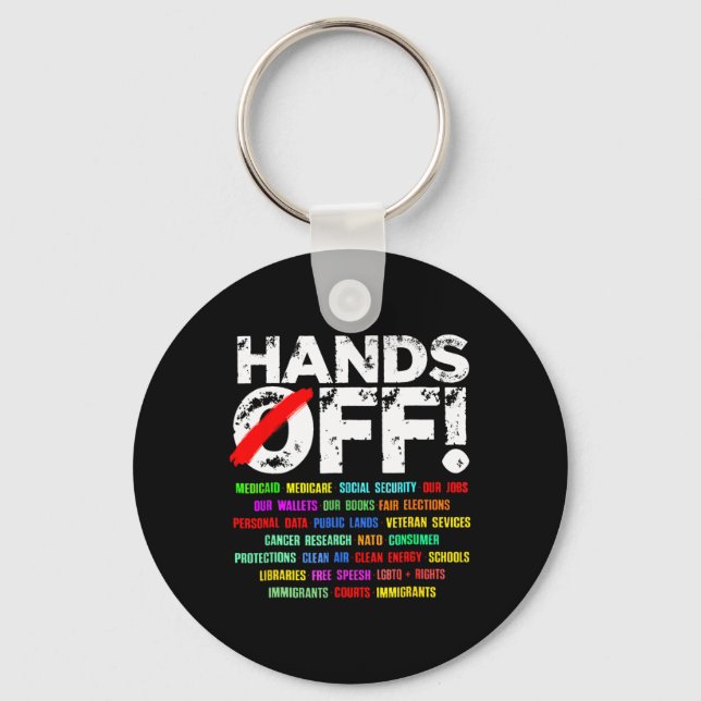 Hands Off Social Security Protest Resist  Key Ring (Front)