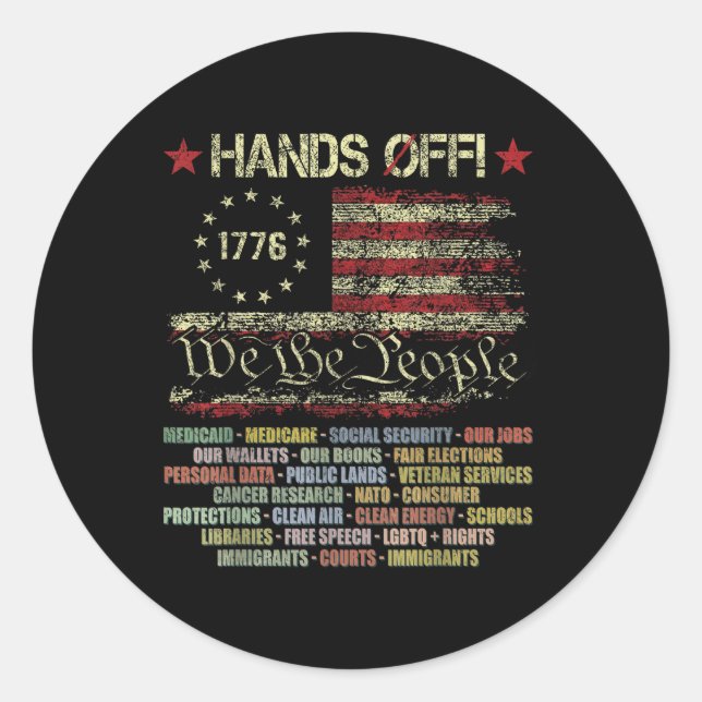 Hands Off Social Security Protest Resist Save Demo Classic Round Sticker (Front)