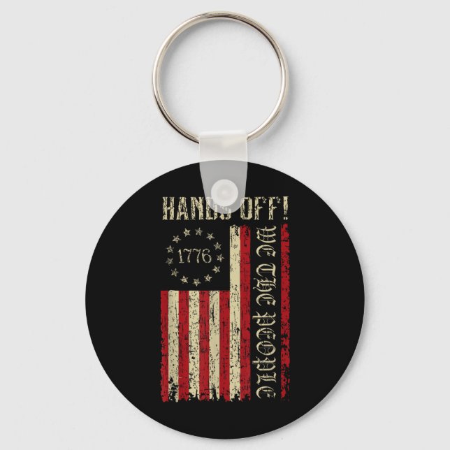 Hands Off Social Security Protest Resist Save Demo Key Ring (Front)