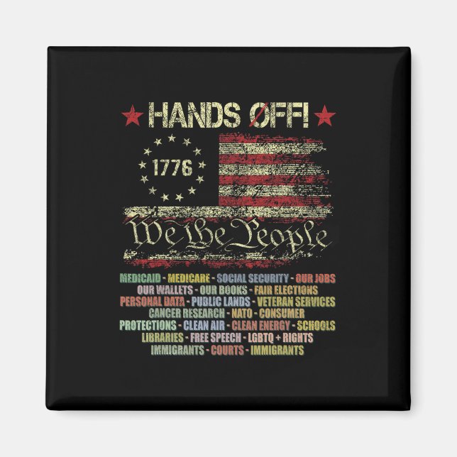 Hands Off Social Security Protest Resist Save Demo Magnet (Front)
