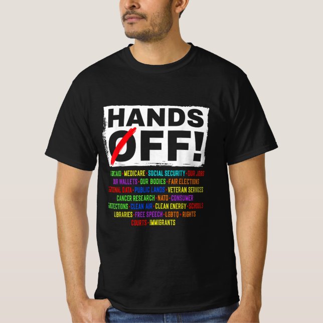 Hands Off Social Security Protest Resist Save Demo T-Shirt (Front)