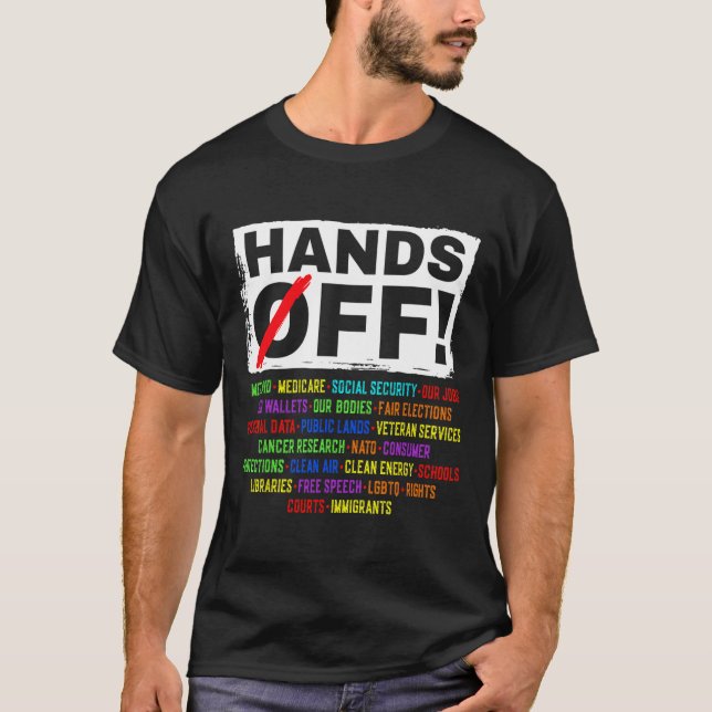 Hands Off Social Security Protest Resist Save Demo T-Shirt (Front)
