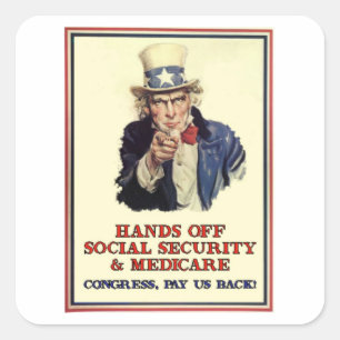 Hands Off Social Security Square Sticker