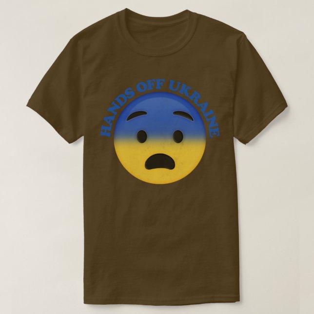 Hands Off Ukraine Emoji Face T-Shirt (Design Front)