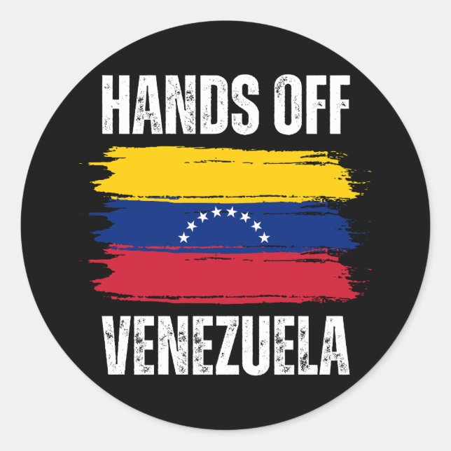 Hands Off Venezuela Classic Round Sticker (Front)