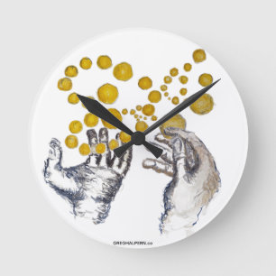 Hands Outstretched with Golden Globes Artist Clock