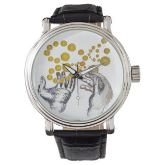 Hands Outstretched with Golden Globes Artist Clock Watch