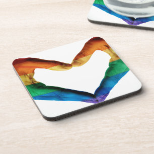 Hands Painted as a Rainbow Heart Coaster