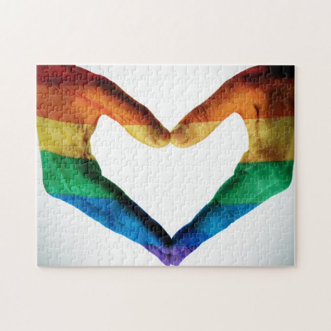 Hands Painted as a Rainbow Heart Jigsaw Puzzle (Horizontal)