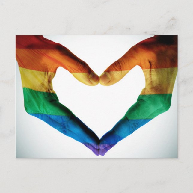 Hands Painted as a Rainbow Heart Postcard (Front)