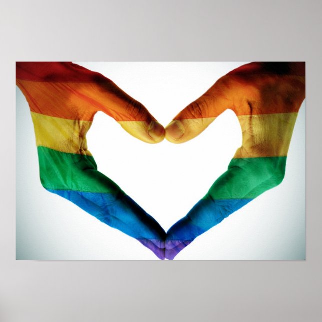 Hands Painted as a Rainbow Heart Poster (Front)