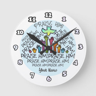 Hands Praise Him Christian  clock