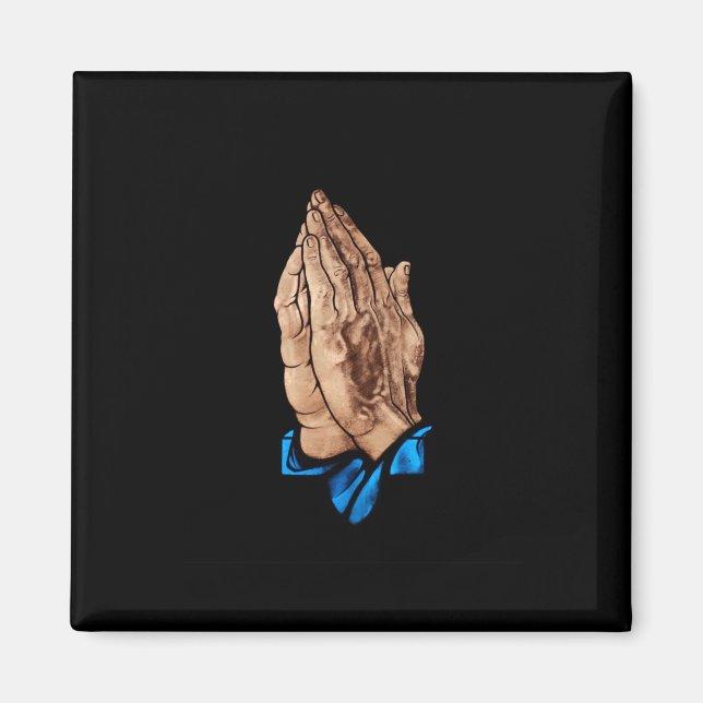 Hands Praying with Black background Magnet (Front)