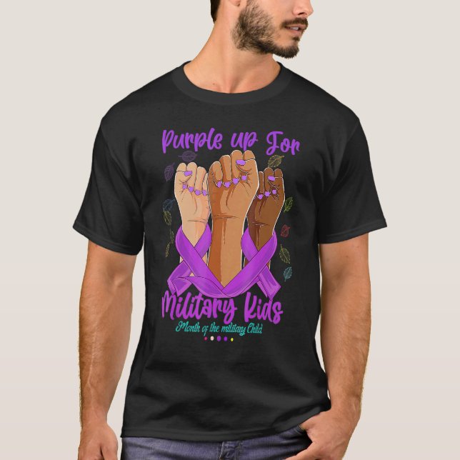 Hands Purple Up Day For Military Kids Child Purple T-Shirt (Front)