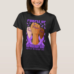 Hands Ribbon Purple Up For Military Kids Mlitary C T-Shirt