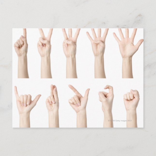 Hands showing Chinese way of counting Postcard (Front)