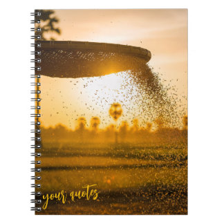 Hands Sifting Grain Rural Landscape  Notebook