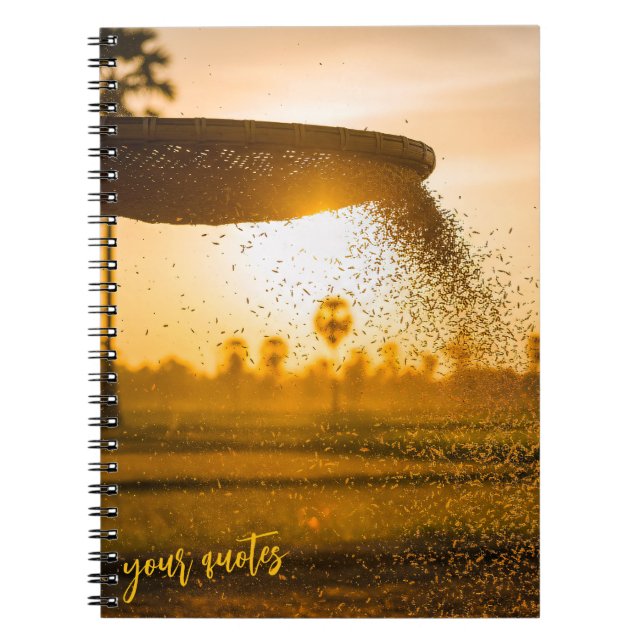 Hands Sifting Grain Rural Landscape  Notebook (Front)