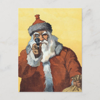 Hands Up! - As Santa Claus looks to some of us. Holiday Postcard