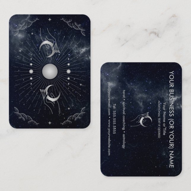 Hands with Moons Cosmos Astrology Tarot Business Card (Front/Back)