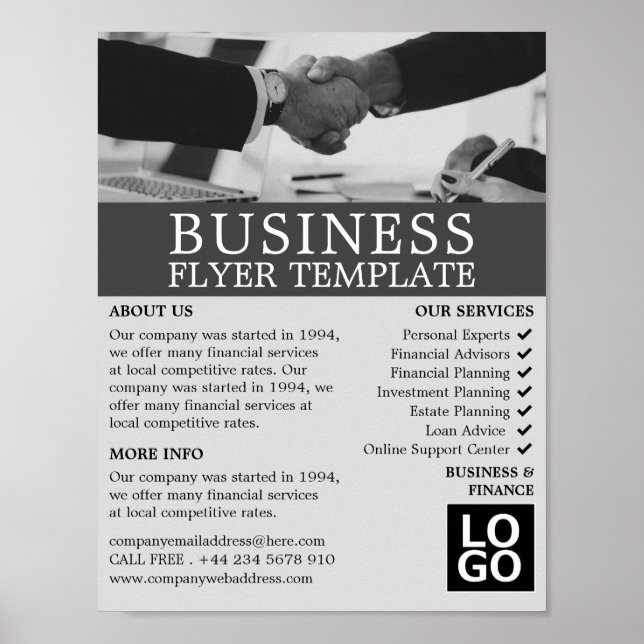 Handshake, Business & Finance Advertising Poster (Front)