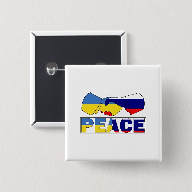Handshake of Peace, Ukraine Russia Flag 15 Cm Square Badge (Front & Back)