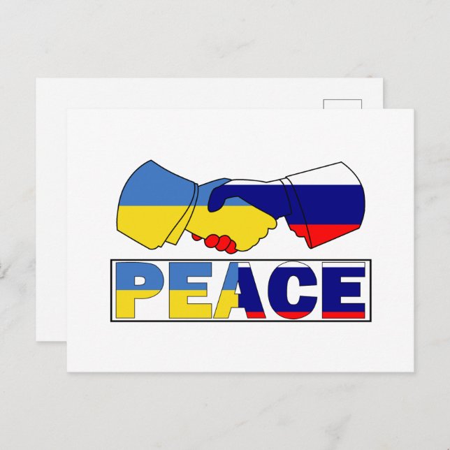 Handshake of Peace, Ukraine Russia Flag Postcard (Front/Back)