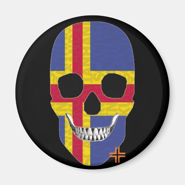 HANDSKULL Aland round magnet   B2 (Front)