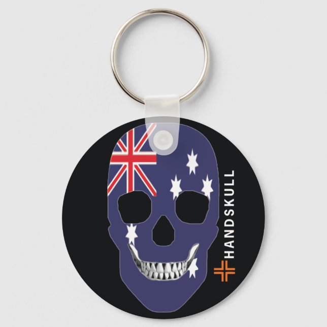 HANDSKULL Australia,Happy skull,Australia flag Key Ring (Front)