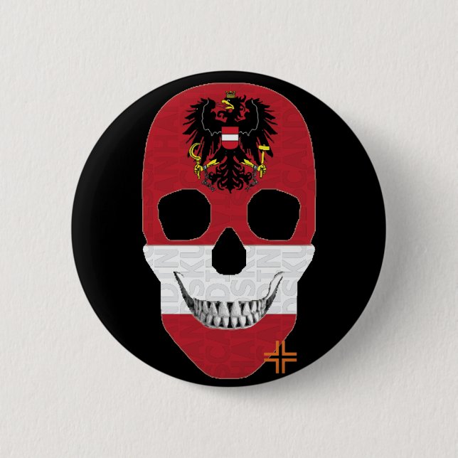 HANDSKULL Austria Round Badge  black B2 (Front)