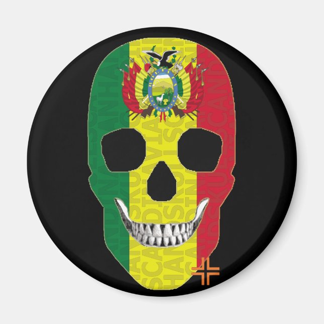 HANDSKULL Bolivia round magnet   B2 (Front)