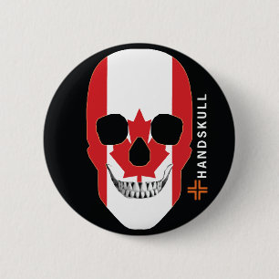 HANDSKULL Canada,Happy skull,Canada flag 6 Cm Round Badge