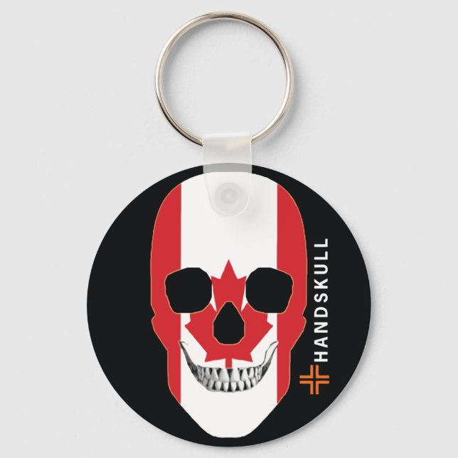 HANDSKULL Canada,Happy skull,Canada flag Key Ring (Front)
