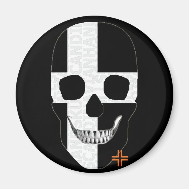 HANDSKULL Cornwall round magnet   B2 (Front)