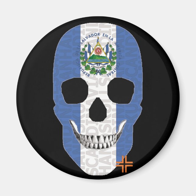 HANDSKULL El Salvador round magnet   B2 (Front)