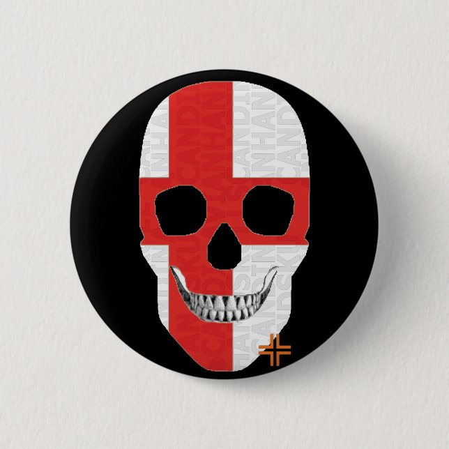 HANDSKULL England Round Badge  black B2 (Front)