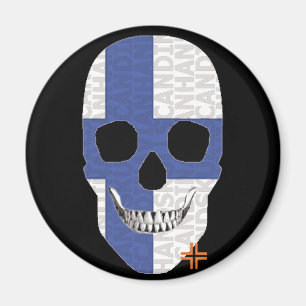 HANDSKULL Finland round magnet B2