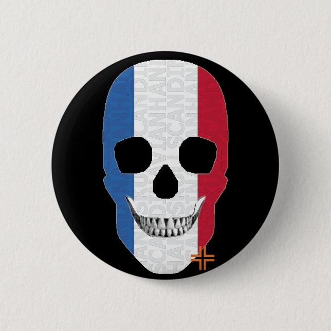 HANDSKULL France Round Badge  black B2 (Front)