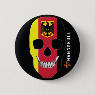 HANDSKULL Germany,Happy skull,Germany flag 6 Cm Round Badge