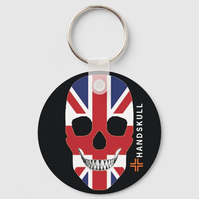 HANDSKULL Great Britain,Happy skull,UK flag Key Ring (Front)