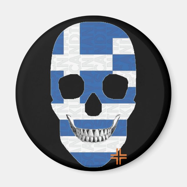 HANDSKULL Greece round magnet   B2 (Front)