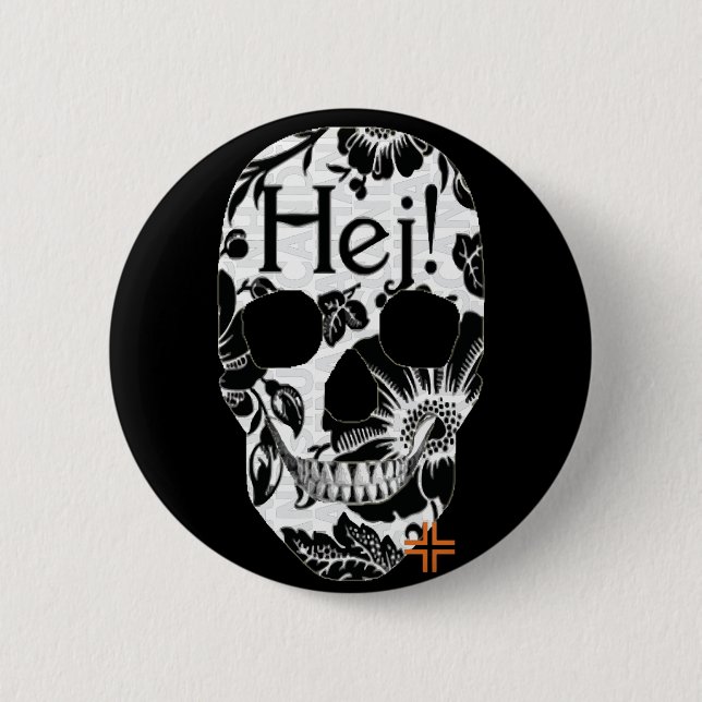 HANDSKULL Hej Round Badge  black B2 (Front)
